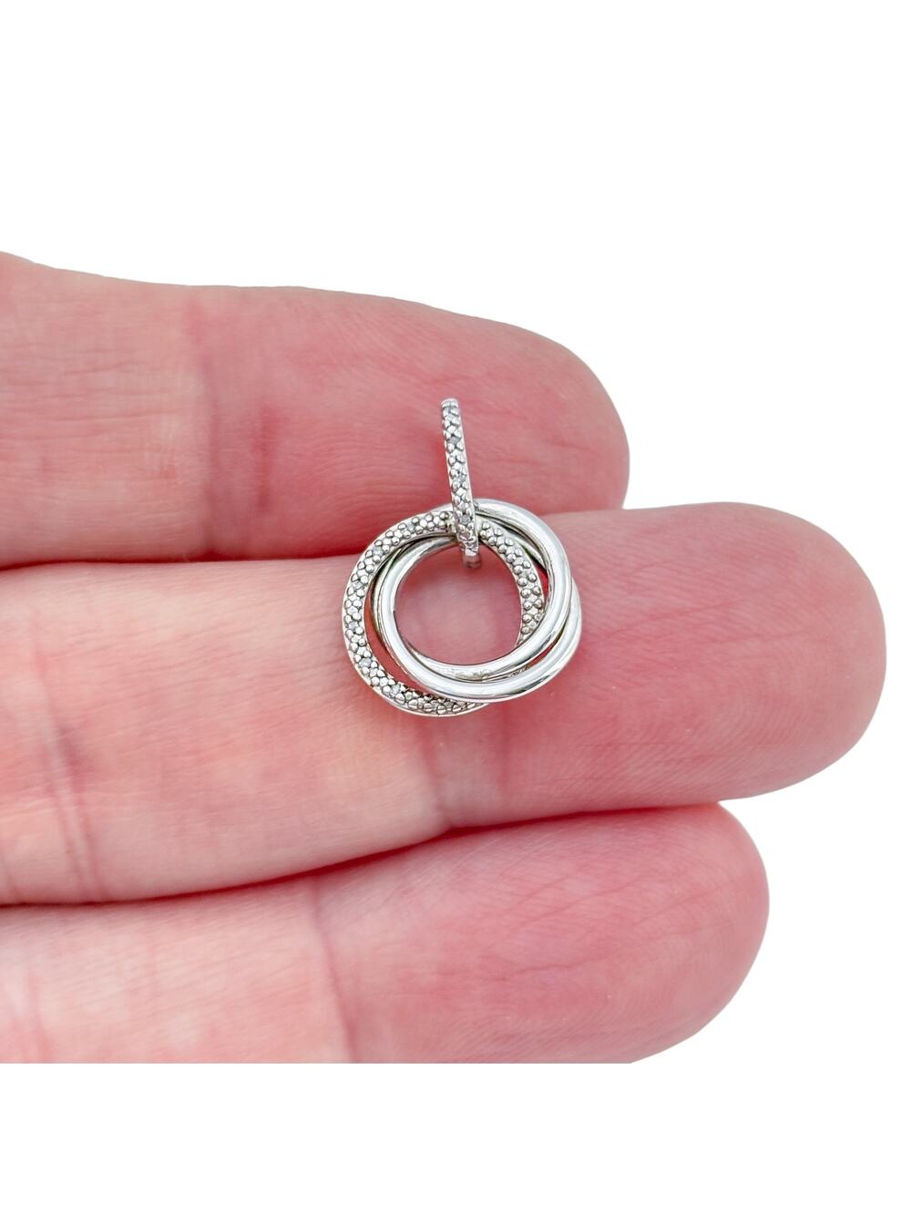 Vintage Sterling Silver 925 Diamond Interlocking Pendant